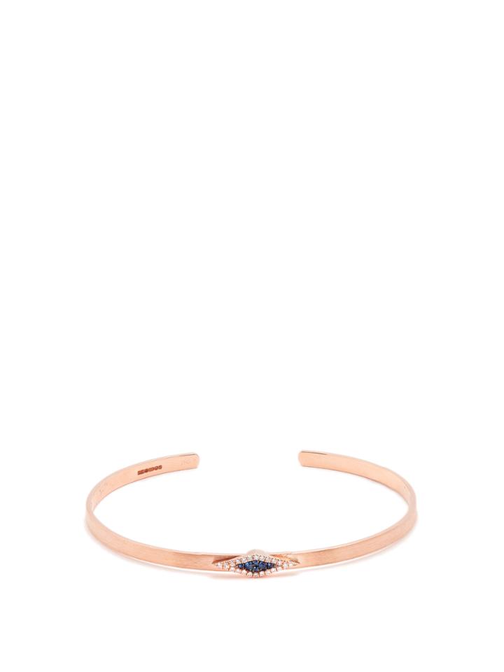 Diane Kordas Diamond, Sapphire & Rose-gold Evil Eye Cuff