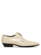 Matchesfashion.com Saint Laurent - Jonas Patent Leather Derby Shoes - Womens - Cream