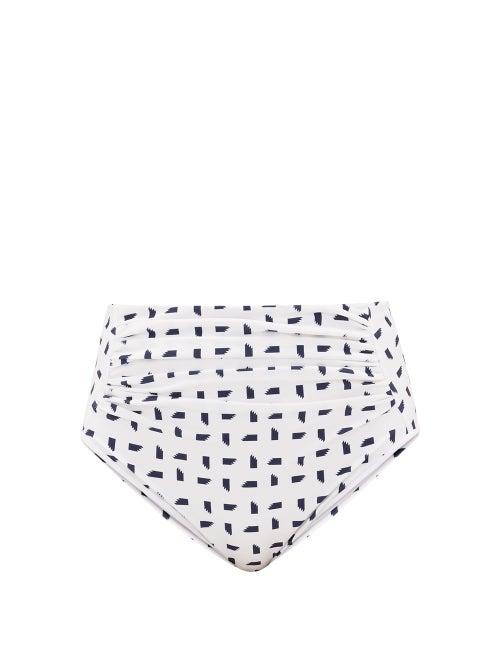 Matchesfashion.com Self-portrait - High-rise Mini Sail-print Bikini Briefs - Womens - White Navy