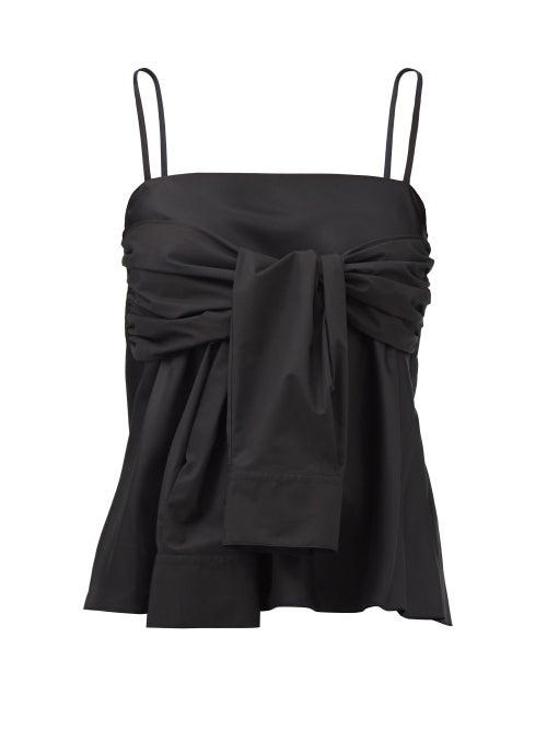Mm6 Maison Margiela - Tie-front Satin Top - Womens - Black