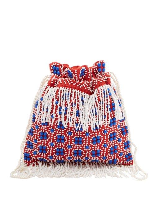 Matchesfashion.com Staud - Lance Beaded Canvas Pouch - Womens - Red Multi