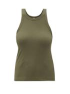 Totme - Ribbed Organic Cotton-blend Jersey Tank Top - Womens - Dark Green