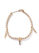 Chlo - Leather And Cord Charm Choker - Womens - Brown Multi