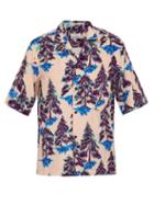 Matchesfashion.com Acne Studios - Simon Pine Print Short Sleeved Crepe Shirt - Mens - Pink Multi