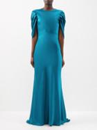 Roksanda - Cowl-back Silk-satin Gown - Womens - Teal