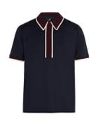 Matchesfashion.com Dunhill - Contrast Panel Cotton Polo Shirt - Mens - Navy Multi