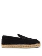 Mens Shoes Christian Louboutin - Paquepapa Suede Penny-loafer Espadrilles - Mens - Black