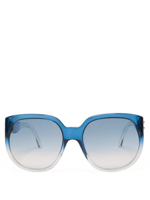 Matchesfashion.com Fendi - Oversized Round Gradient-acetate Sunglasses - Womens - Blue