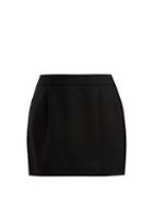 Matchesfashion.com Bella Freud - Alexa Side Striped Wool Blend Mini Skirt - Womens - Black