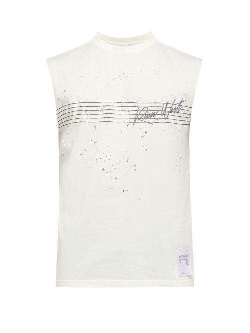 Matchesfashion.com Satisfy - Run West Moth Eaten Cotton T Shirt - Mens - White