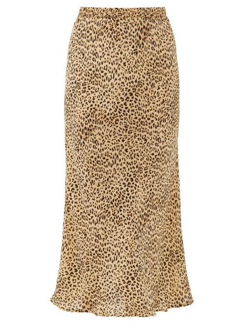 Matchesfashion.com Mes Demoiselles - Roseton Leopard-print Crepe Midi Skirt - Womens - Beige Print