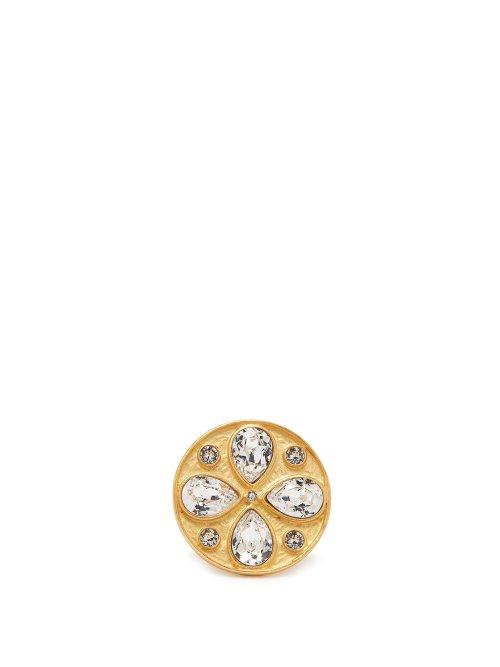 Matchesfashion.com Rebecca De Ravenel - Pamina Gold Plated Swarovski Crystal Ring - Womens - Crystal