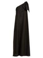 Matchesfashion.com Kalita - Gemini One Shoulder Cotton Voile Maxi Dress - Womens - Black