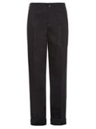 Matchesfashion.com Mafalda Von Hessen - Wide Leg Cotton Blend Trousers - Womens - Navy