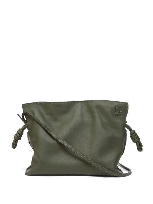 Matchesfashion.com Loewe - Flamenco Drawstring Leather Cross-body Bag - Womens - Khaki