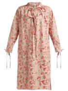 Matchesfashion.com Osman - Rosa Floral Embroidered Linen Dress - Womens - Pink Multi