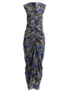 Raey Ruched-front Giant Floral-print Silk Dress