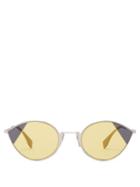 Matchesfashion.com Fendi - Cut Eye Metal Sunglasses - Womens - Yellow