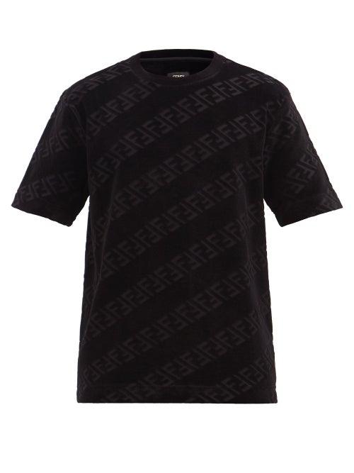 Fendi - Ff-jacquard Cotton-blend Velvet T-shirt - Mens - Black