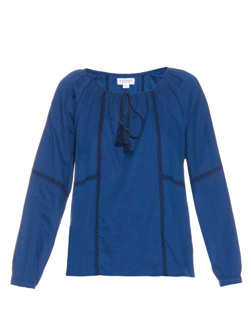 Velvet By Graham & Spencer Shavanni Embroidered Cotton-blend Top