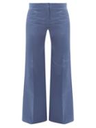 Matchesfashion.com Valentino - High-rise Silk-satin Straight-leg Trousers - Womens - Blue