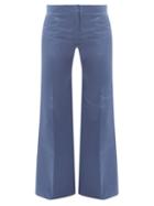 Matchesfashion.com Valentino - High-rise Silk-satin Straight-leg Trousers - Womens - Blue