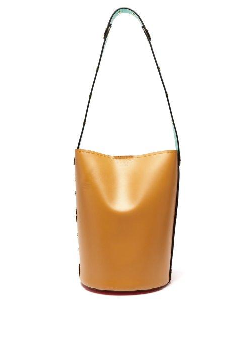 Matchesfashion.com Marni - Punch Leather Bucket Bag - Womens - Red Multi