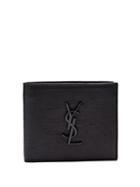 Matchesfashion.com Saint Laurent - Monogram Crocodile Effect Bi Fold Leather Wallet - Mens - Black