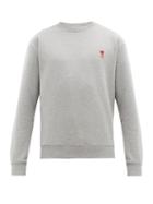Matchesfashion.com Ami - Logo Appliqud Cotton Jersey Sweatshirt - Mens - Grey