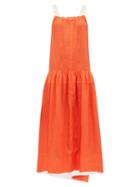 Matchesfashion.com Lee Mathews - Hana Open Back Linen Maxi Dress - Womens - Orange
