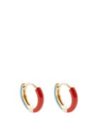 Fry Powers - Cloudless Sky Enamel & 14kt Gold Huggie Earrings - Womens - Red Multi