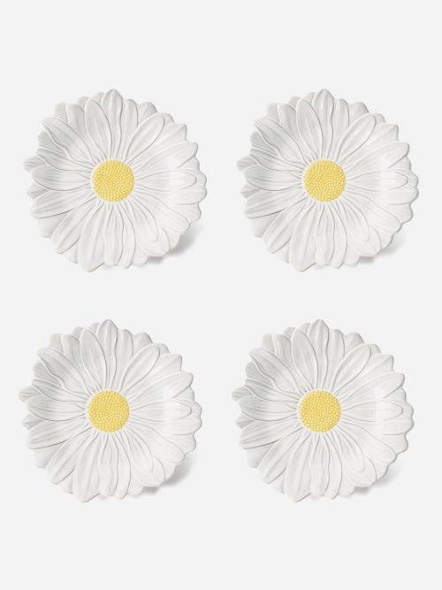 Bordallo Pinheiro - Set Of Four Daisy Earthenware Dessert Plates - White Multi
