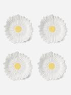 Bordallo Pinheiro - Set Of Four Daisy Earthenware Dessert Plates - White Multi