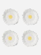 Bordallo Pinheiro - Set Of Four Daisy Earthenware Dessert Plates - White Multi