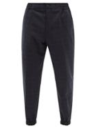 Etro - Checked Wool-blend Trousers - Mens - Dark Blue