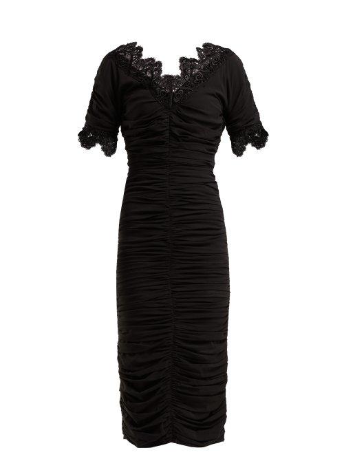 Matchesfashion.com Dolce & Gabbana - Ruched Silk Georgette Midi Dress - Womens - Black