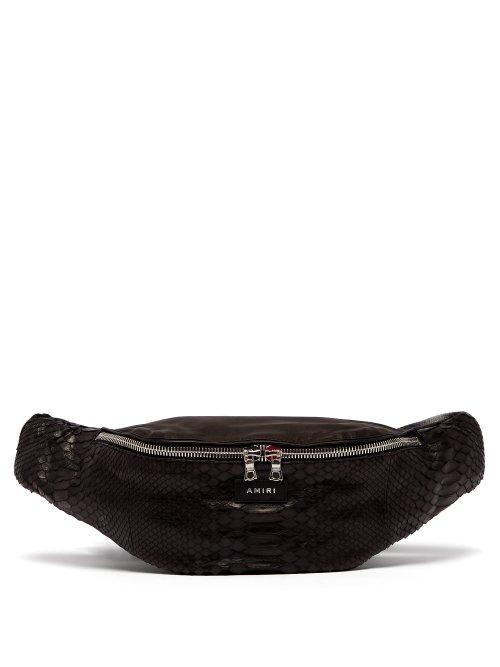 Matchesfashion.com Amiri - Flannel Elaphe And Leather Belt Bag - Mens - Black