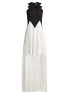 Matchesfashion.com Givenchy - Fringed Wool Gown - Womens - Black White
