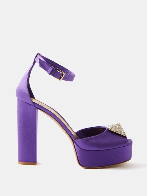 Valentino Garavani - One Stud 120 Satin Platform Sandals - Womens - Purple