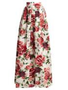 Dolce & Gabbana Peony And Rose-print Cotton-poplin Skirt