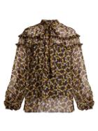 Matchesfashion.com Rochas - Floral Print Silk Chiffon Blouse - Womens - Black Print