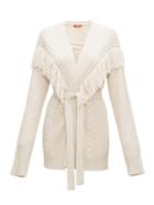 Matchesfashion.com Altuzarra - Trailblazer Fringed Cable-knit Cardigan - Womens - Ivory