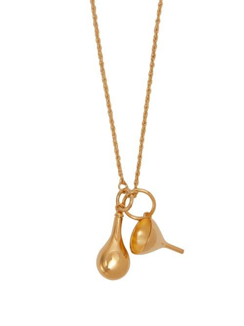 Matchesfashion.com Lemaire - Double Pendant Gold Tone Necklace - Womens - Gold