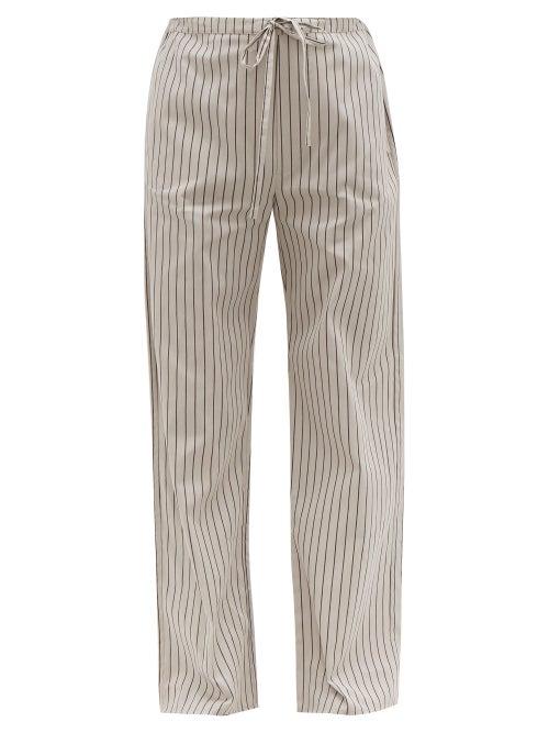 Matchesfashion.com Hecho - Pinstriped Cotton Twill Trousers - Mens - Grey