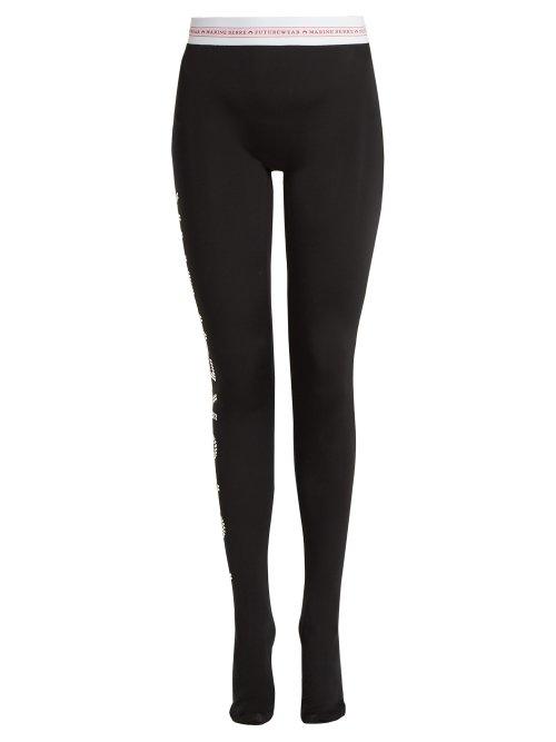 Matchesfashion.com Marine Serre - X Swarovski Futurewear Jersey Leggings - Womens - Black