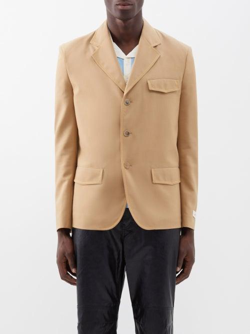 Marni - Logo-patch Single-breasted Wool Blazer - Mens - Camel