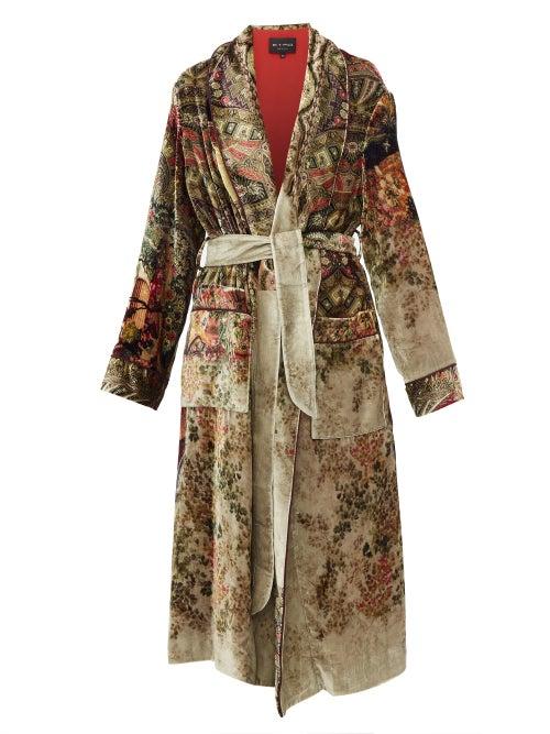 Matchesfashion.com Etro - Surrey Floral Pattern Velvet Coat - Womens - Beige Multi