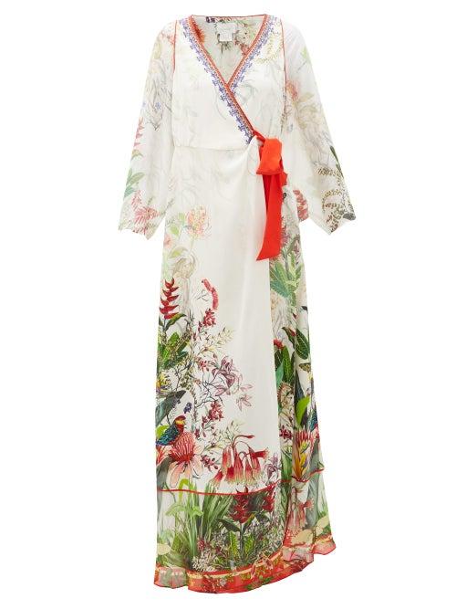 Matchesfashion.com Camilla - Faraway Tree Silk Wrap Dress - Womens - White Multi