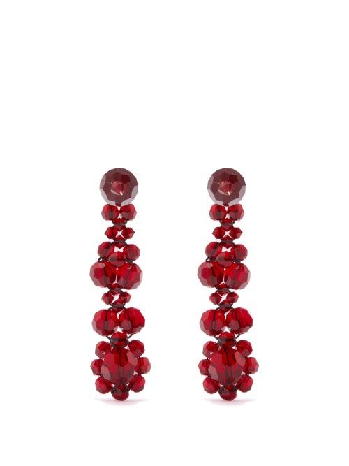 Simone Rocha - Victorian Flower Crystal Drop Earrings - Womens - Red
