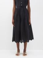 Thierry Colson - Verde Pintucked Cotton-blend Midi Skirt - Womens - Black